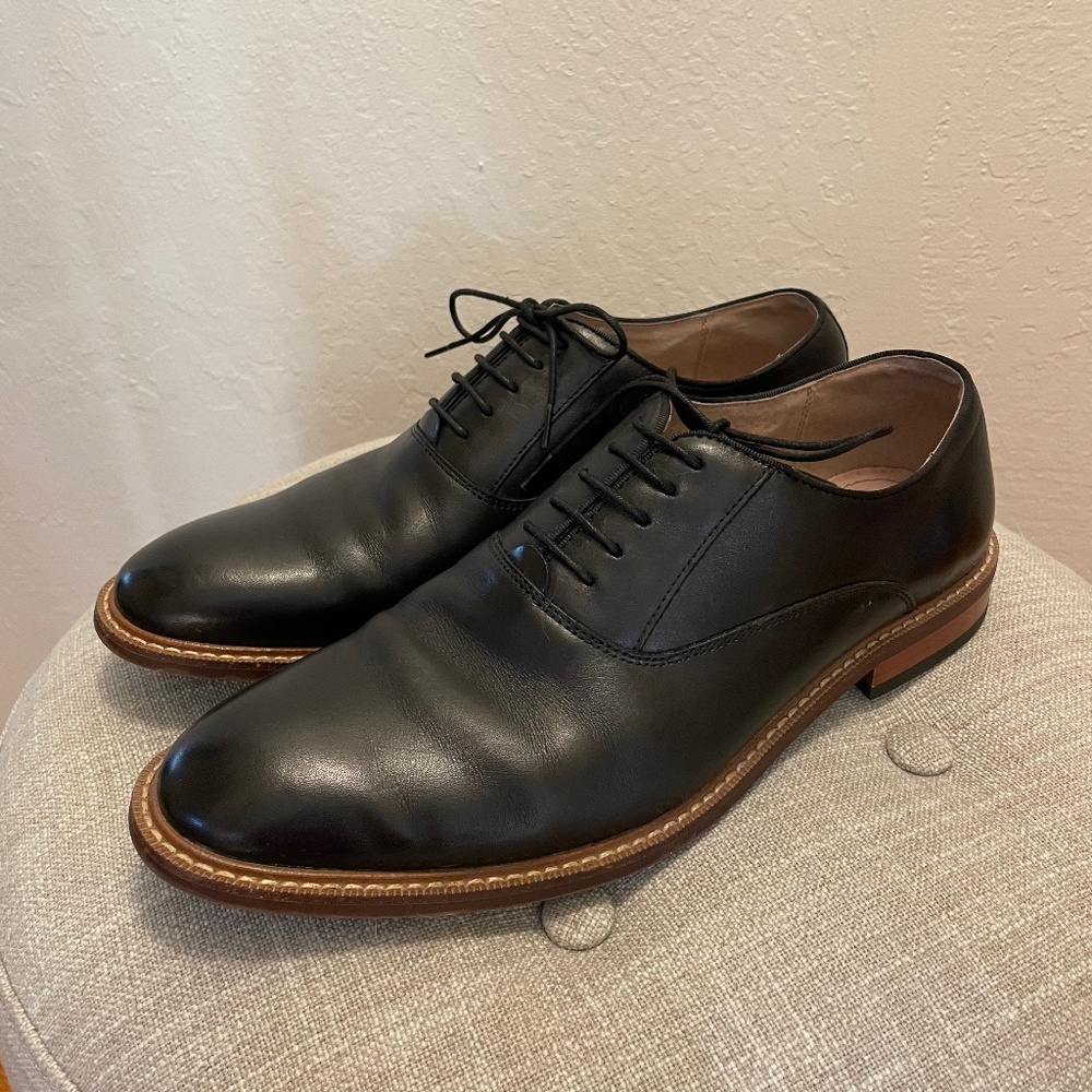 Men’s Aston Grey Collection Black Oxford Dress Shoes